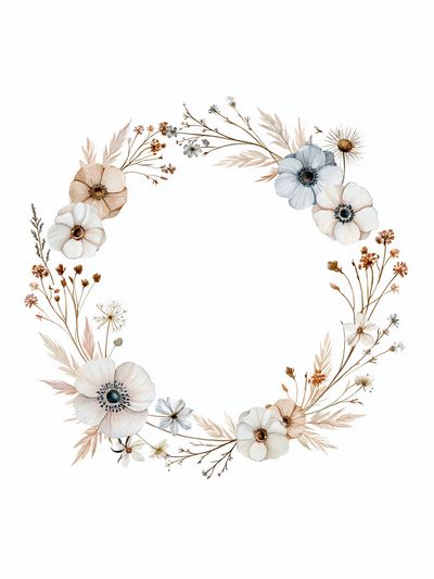 Boho Floral Wreath Print. poster print