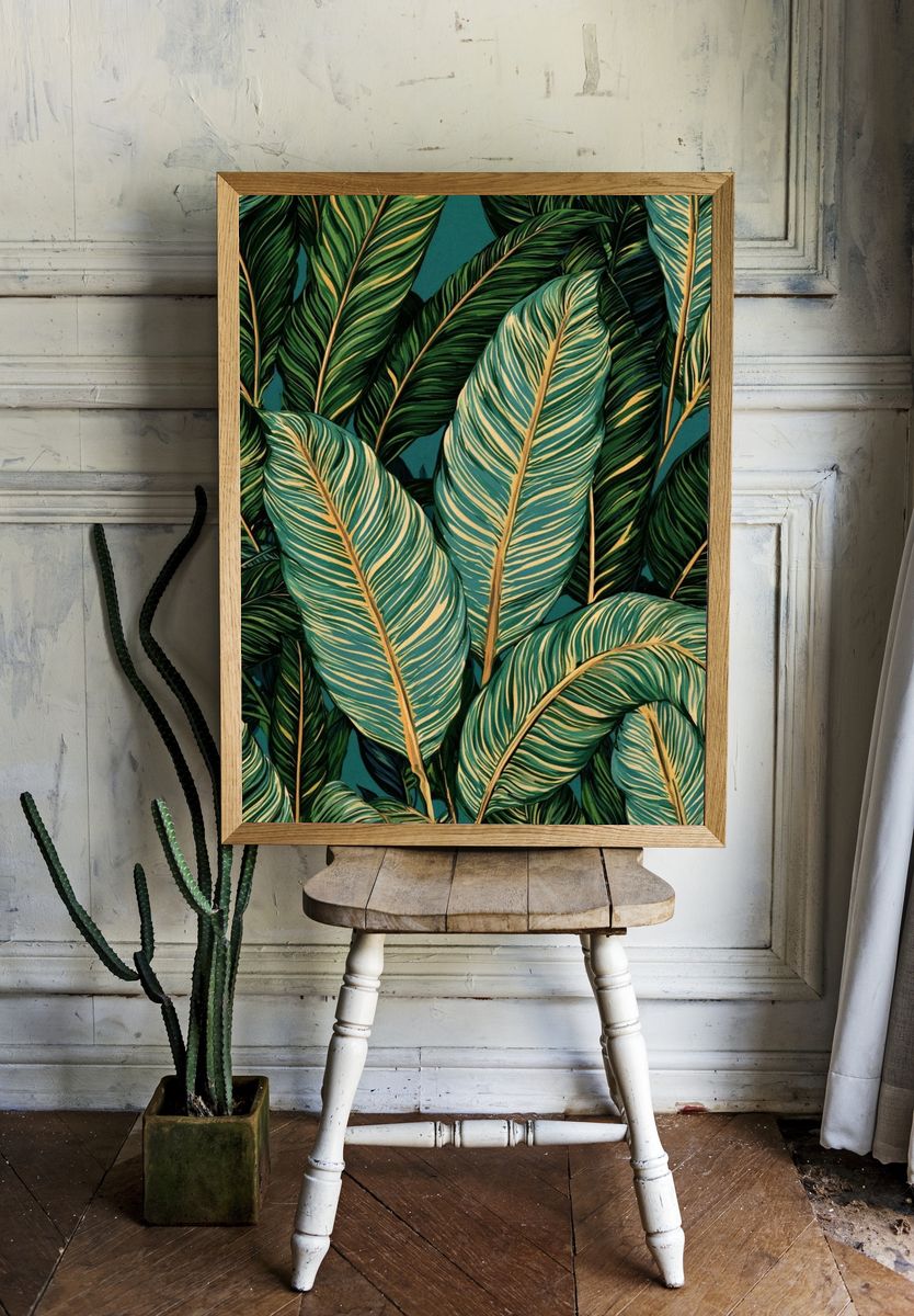 Tropical Palm Leaves Botanical Poster. — room view 1