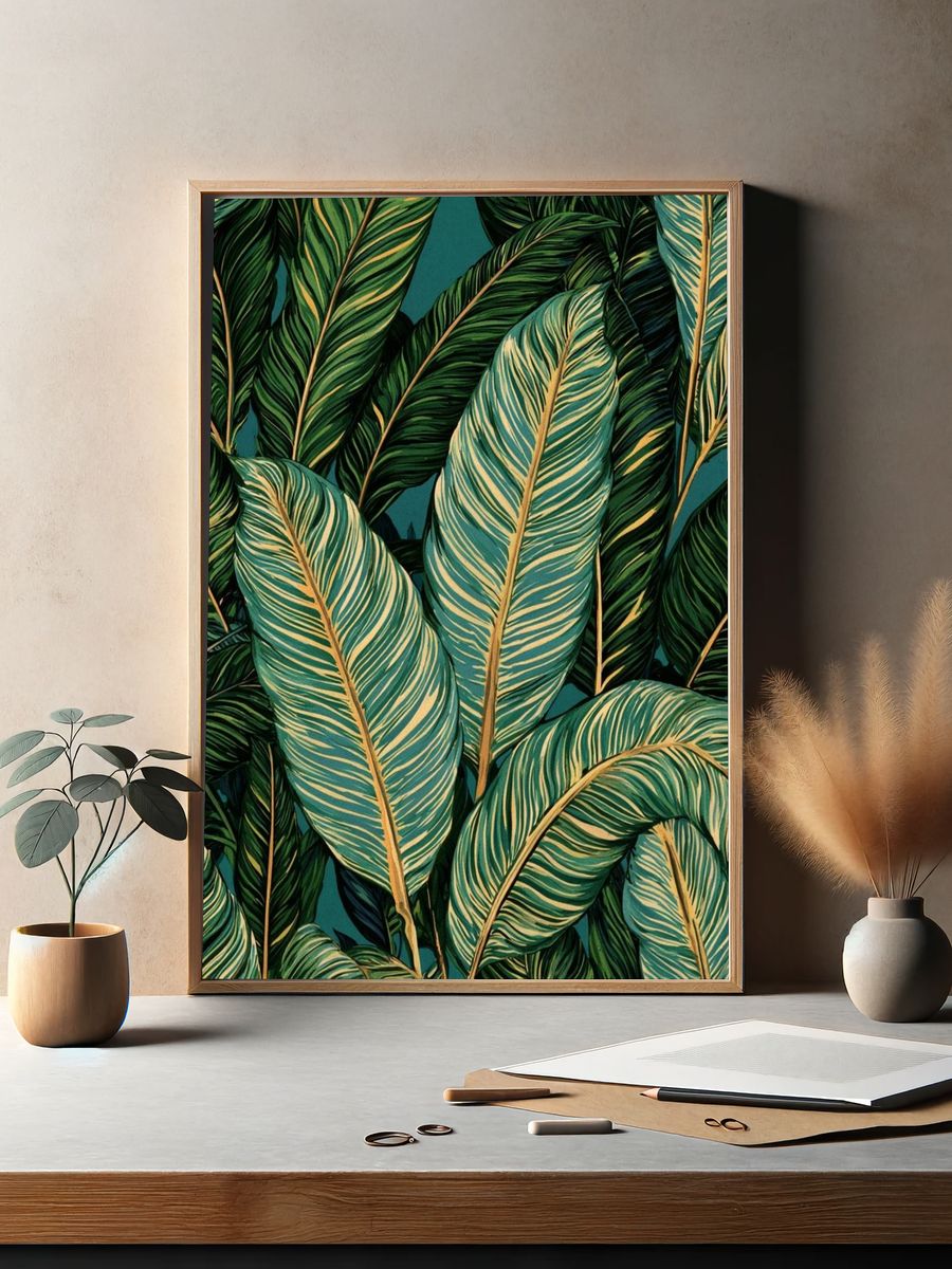Tropical Palm Leaves Botanical Poster. — room view 2