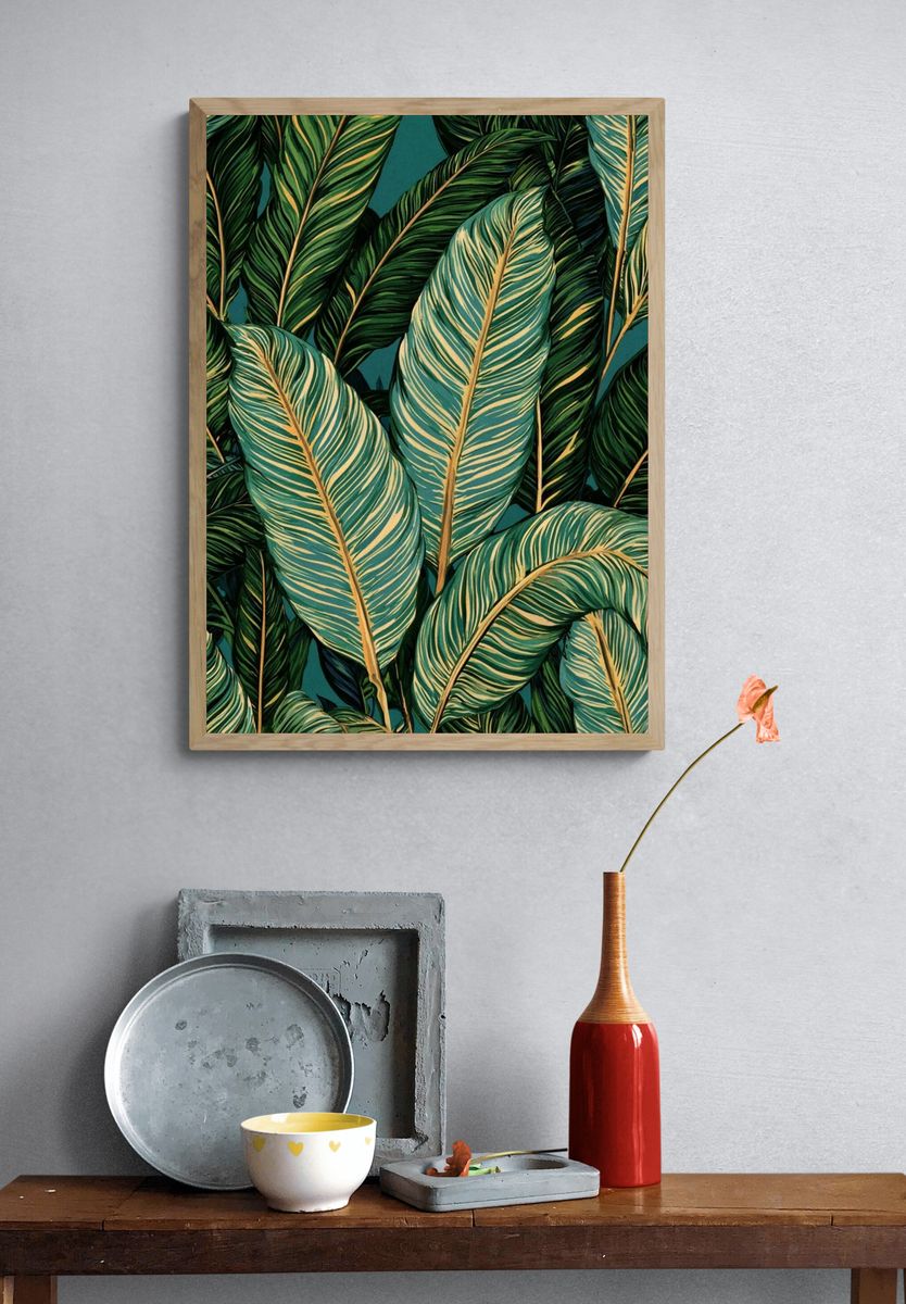 Tropical Palm Leaves Botanical Poster. — room view 3