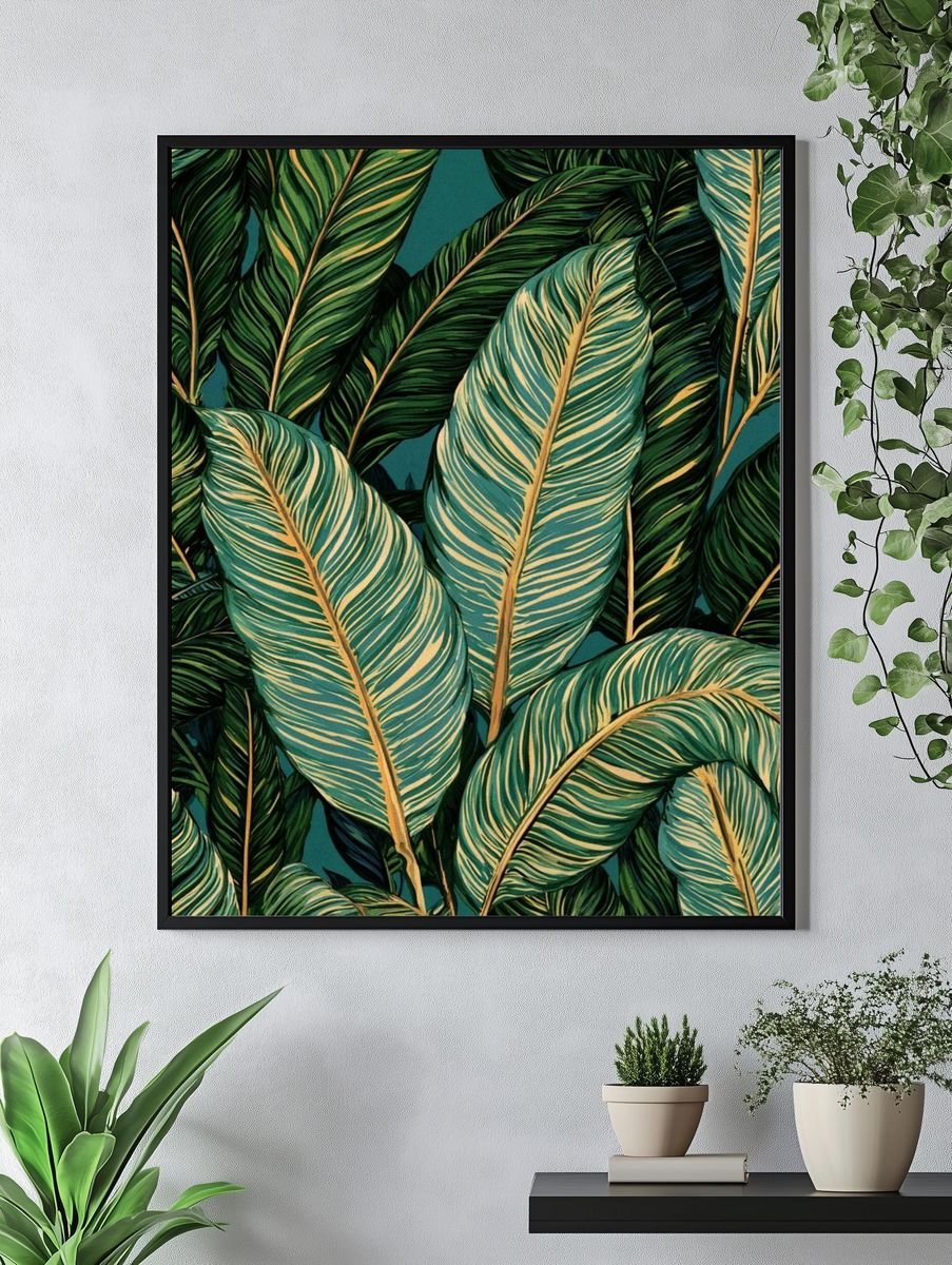 Tropical Palm Leaves Botanical Poster. — room view 4