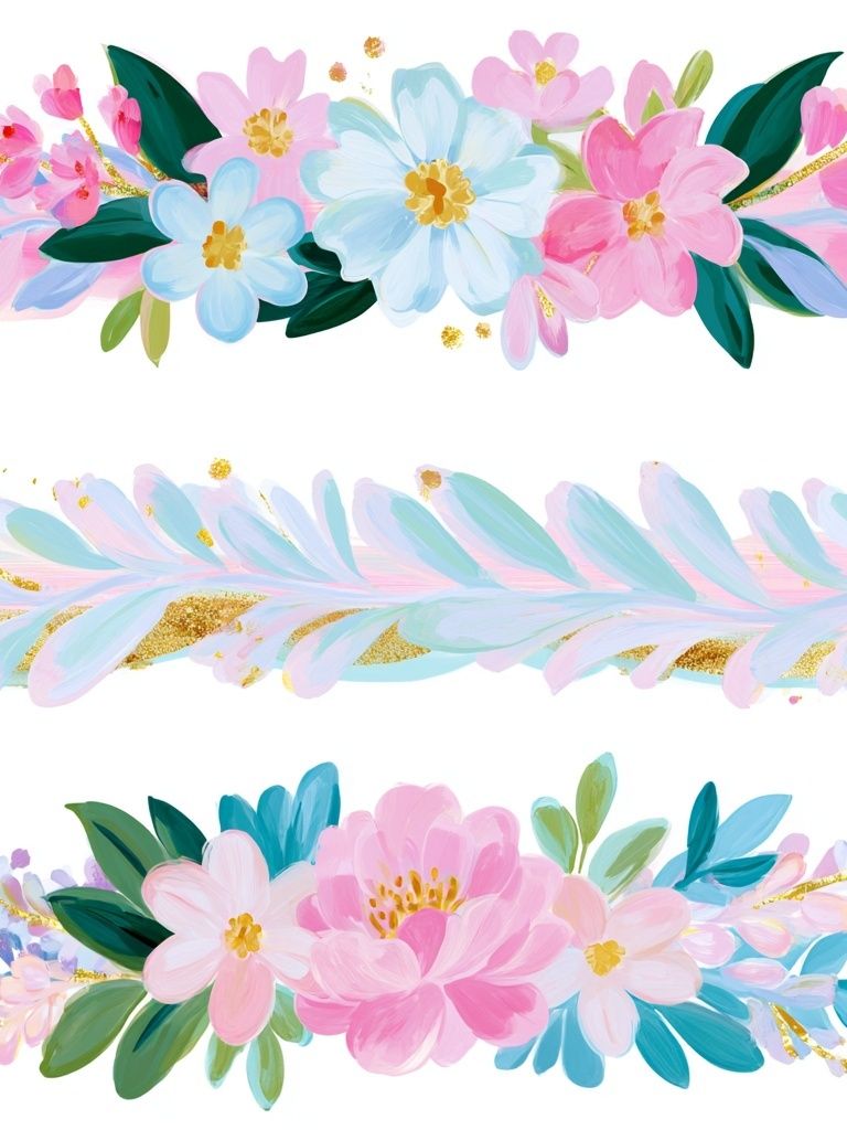 Pastel Floral Garland Illustration Poster. poster detail