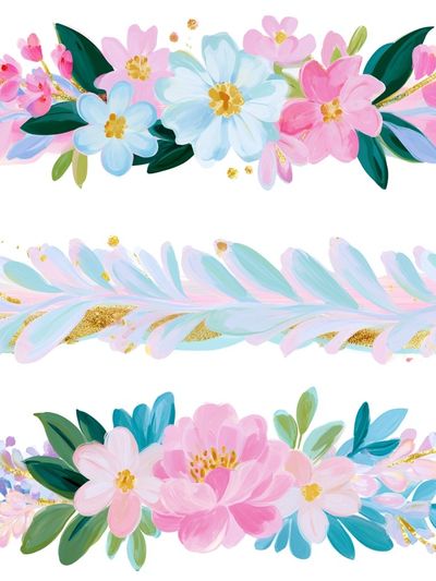 Pastel Floral Garland Illustration Poster. poster print