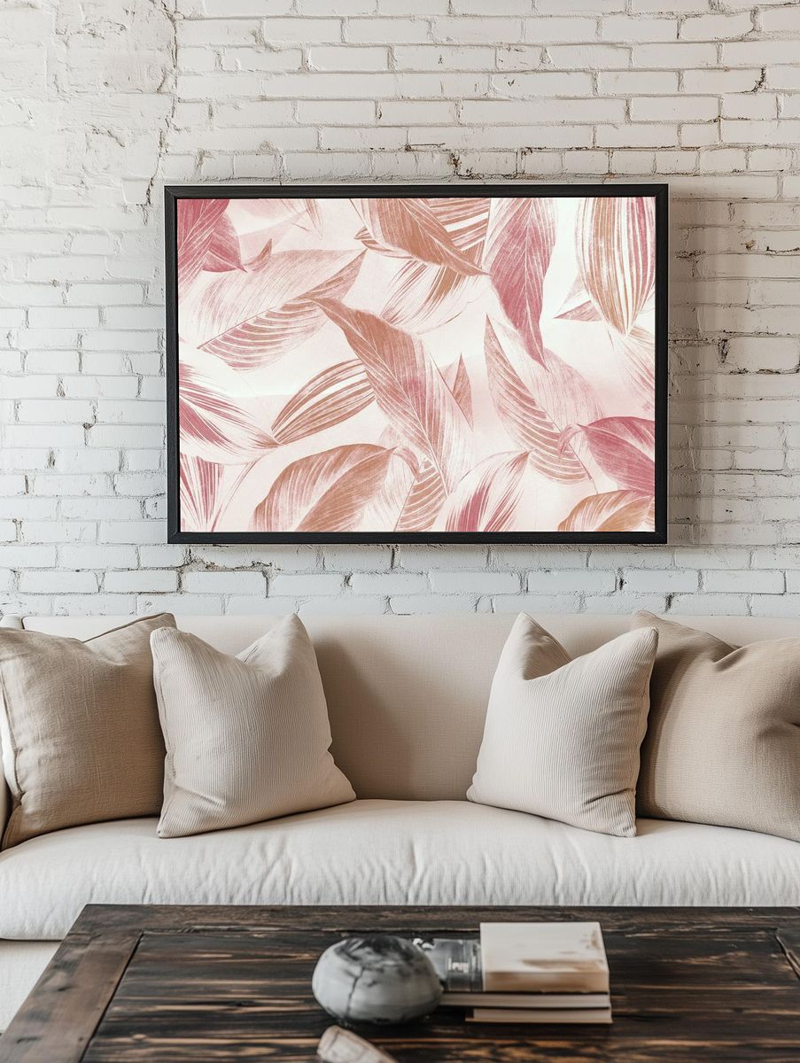 Abstract leaf patterned background design room preview
