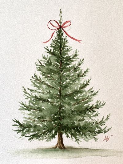 Watercolor Christmas Tree Print.