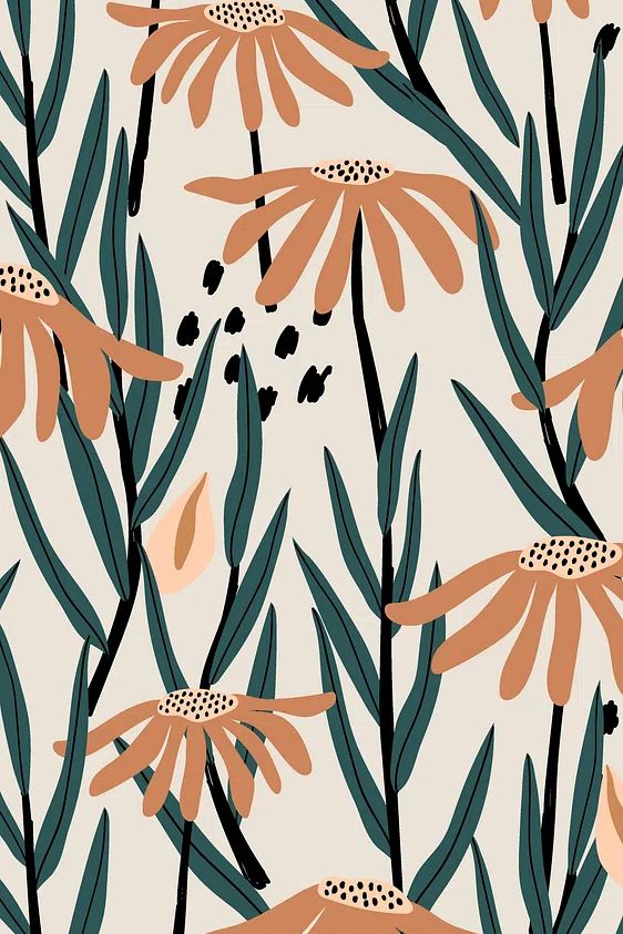 Flower mobile wallpaper, retro pattern. poster — botanical art