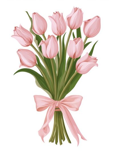 Pink Tulip Bouquet Illustration Poster. poster