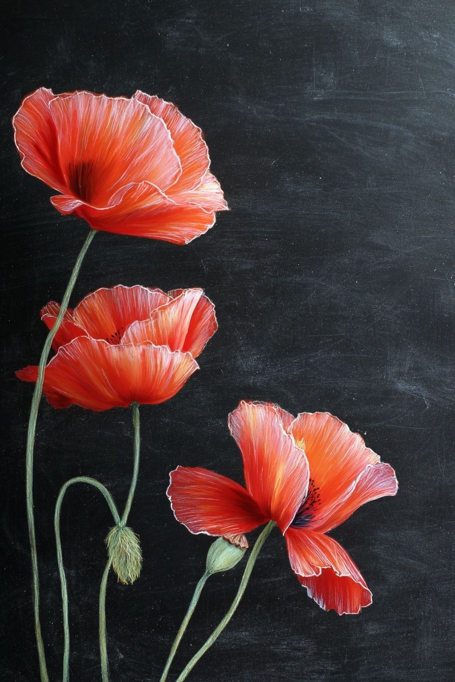 Red Poppies Botanical Print. poster — botanical art
