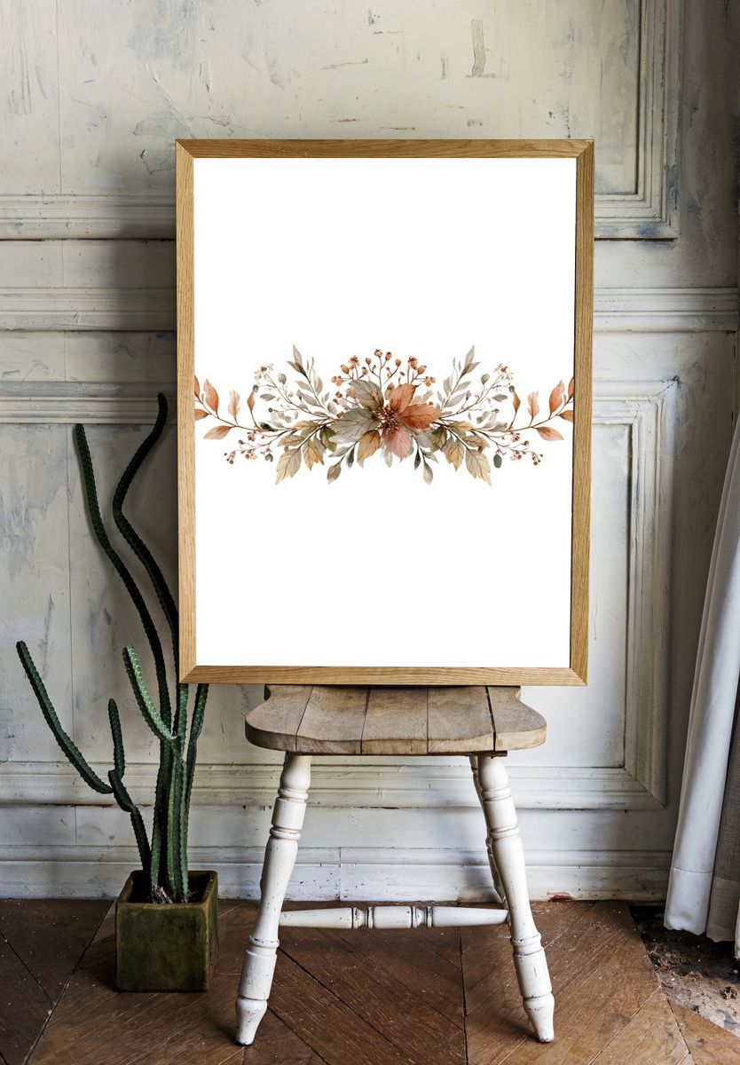 Autumn Botanical Garland Print. — room view 1