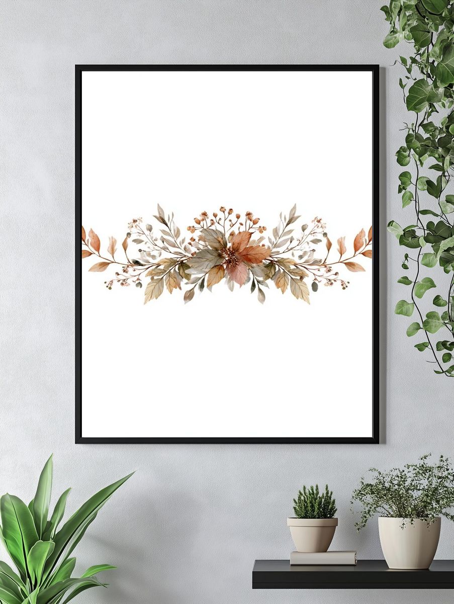 Autumn Botanical Garland Print. — room view 4