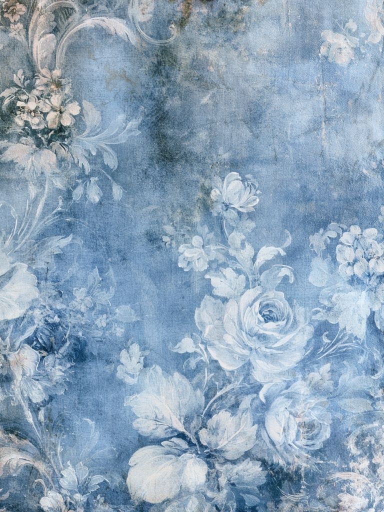 Blue Floral Watercolor Print. poster detail