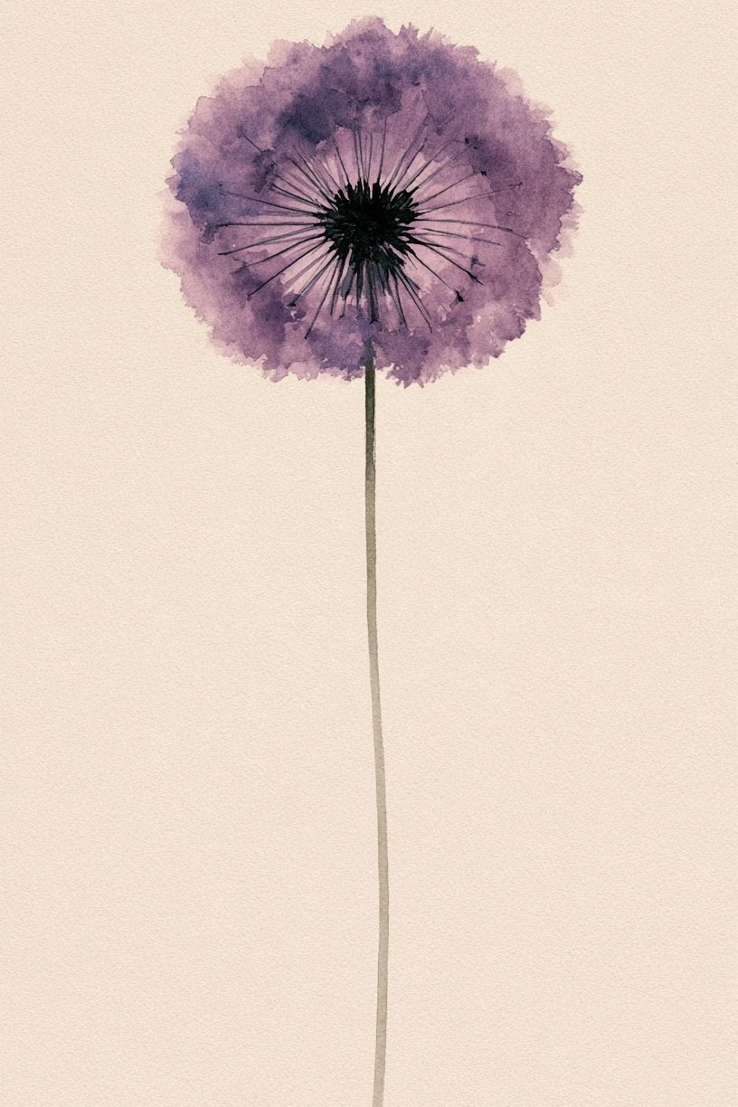 Purple Dandelion Watercolor Poster. poster detail