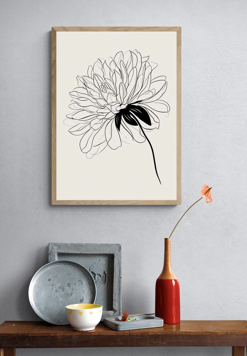 Minimal Floral Line Art Poster. — room view 3