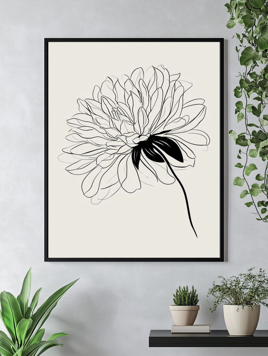 Minimal Floral Line Art Poster. — room view 4