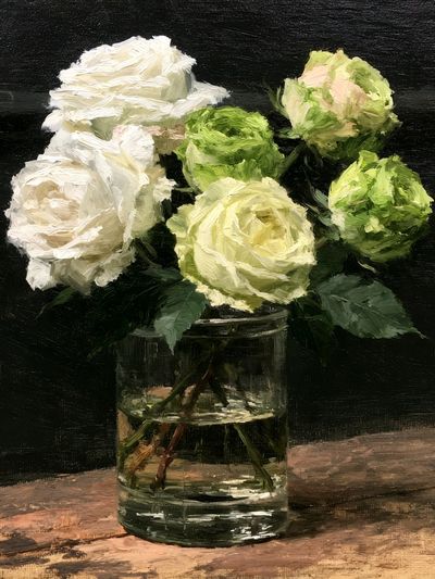 White Roses Still Life Print. poster