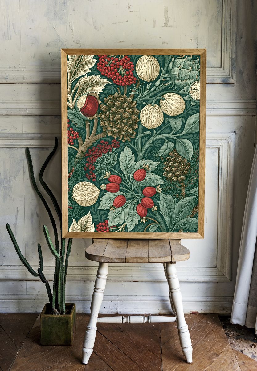 Winter Botanical Pattern Poster. room preview