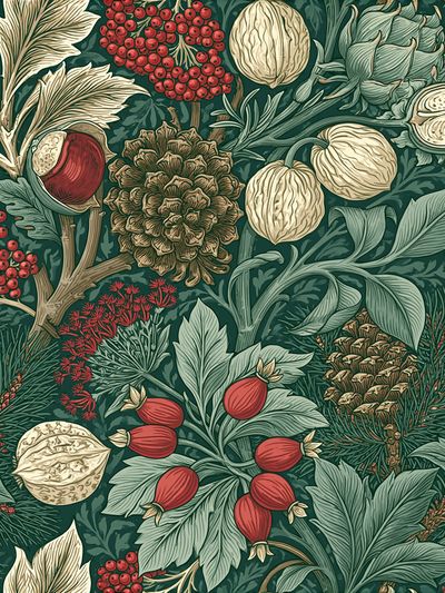 Winter Botanical Pattern Poster. poster
