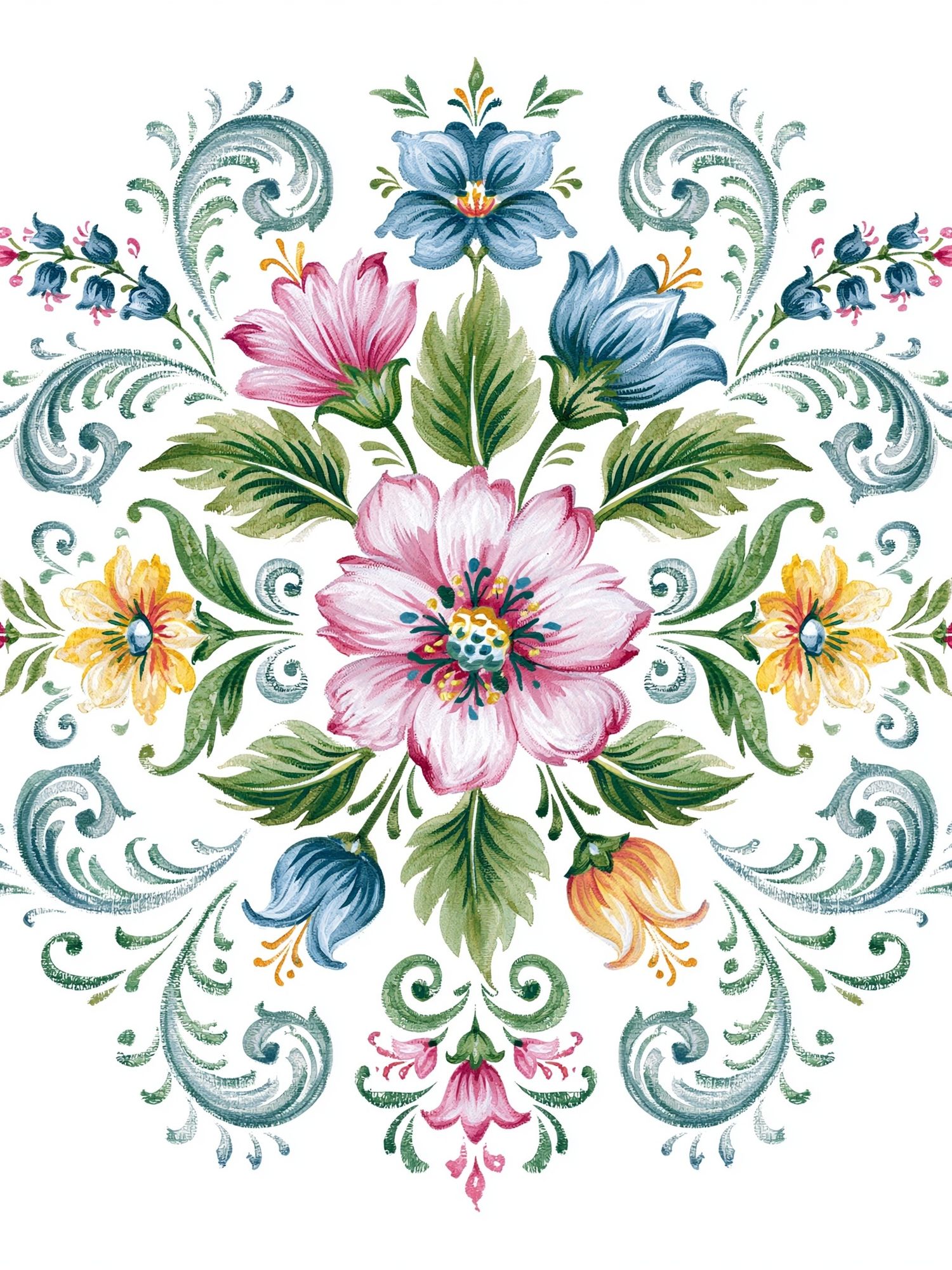 Floral Mandala Watercolor Print. poster detail