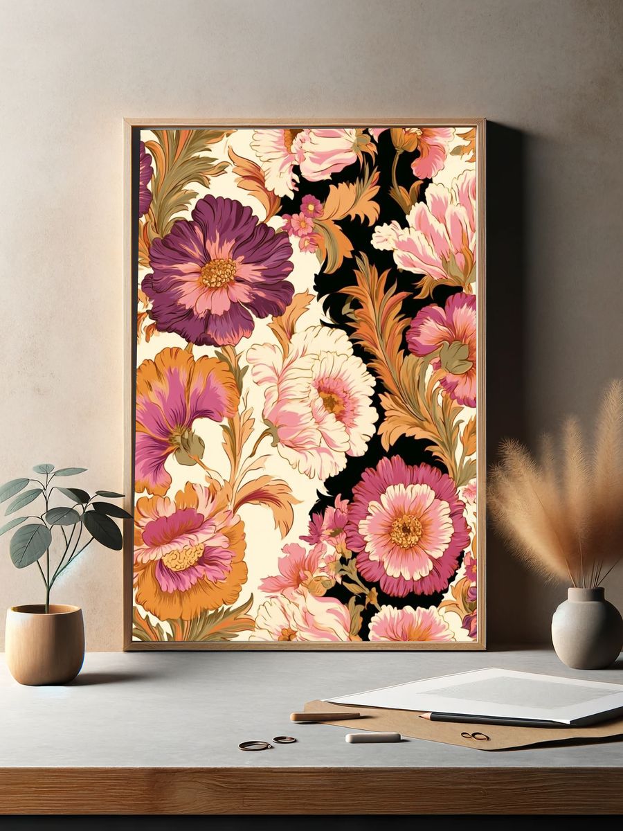 Vintage Floral Pattern Poster. — room view 2