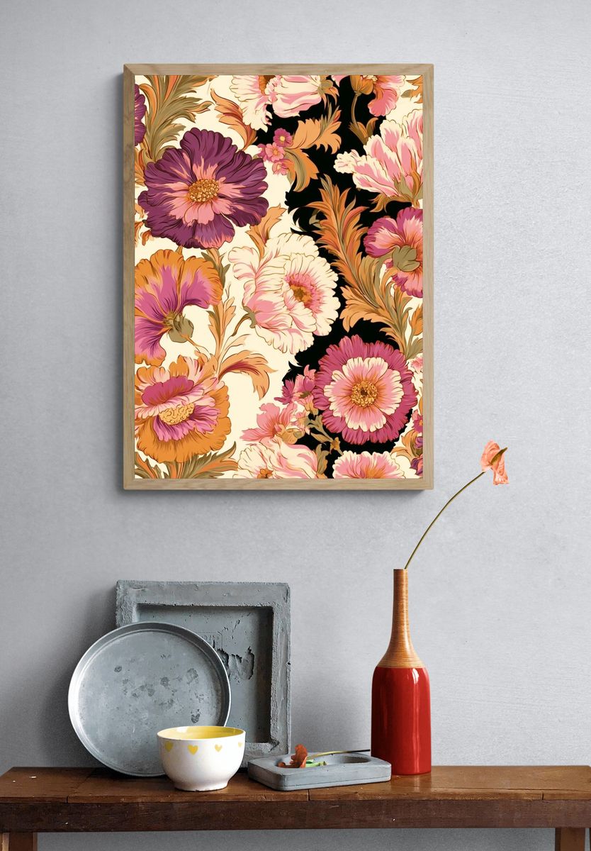 Vintage Floral Pattern Poster. — room view 3