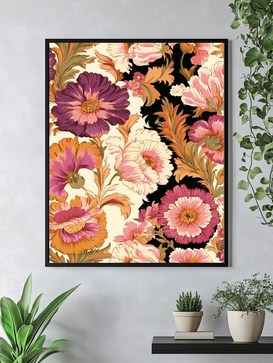 Vintage Floral Pattern Poster. — room view 4