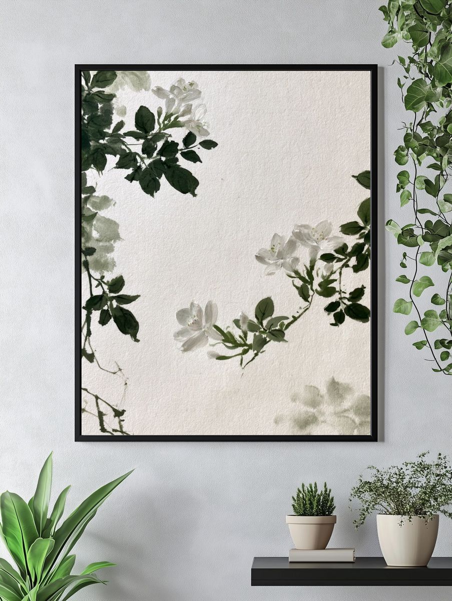 White Blossom Botanical Print. — room view 4