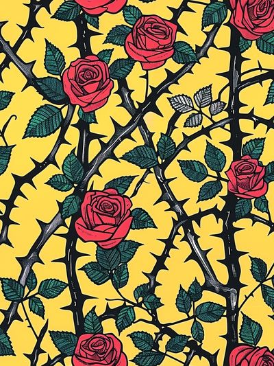 Thorned Roses Botanical Print. poster