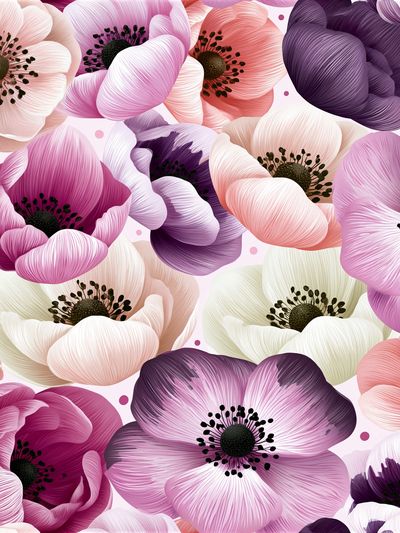 Blush Anemone Floral Illustration Poster. poster print