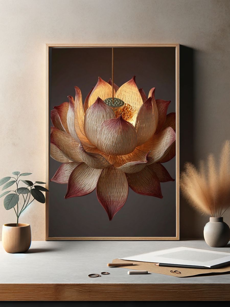 Lotus Bloom Lantern Print. — room view 2