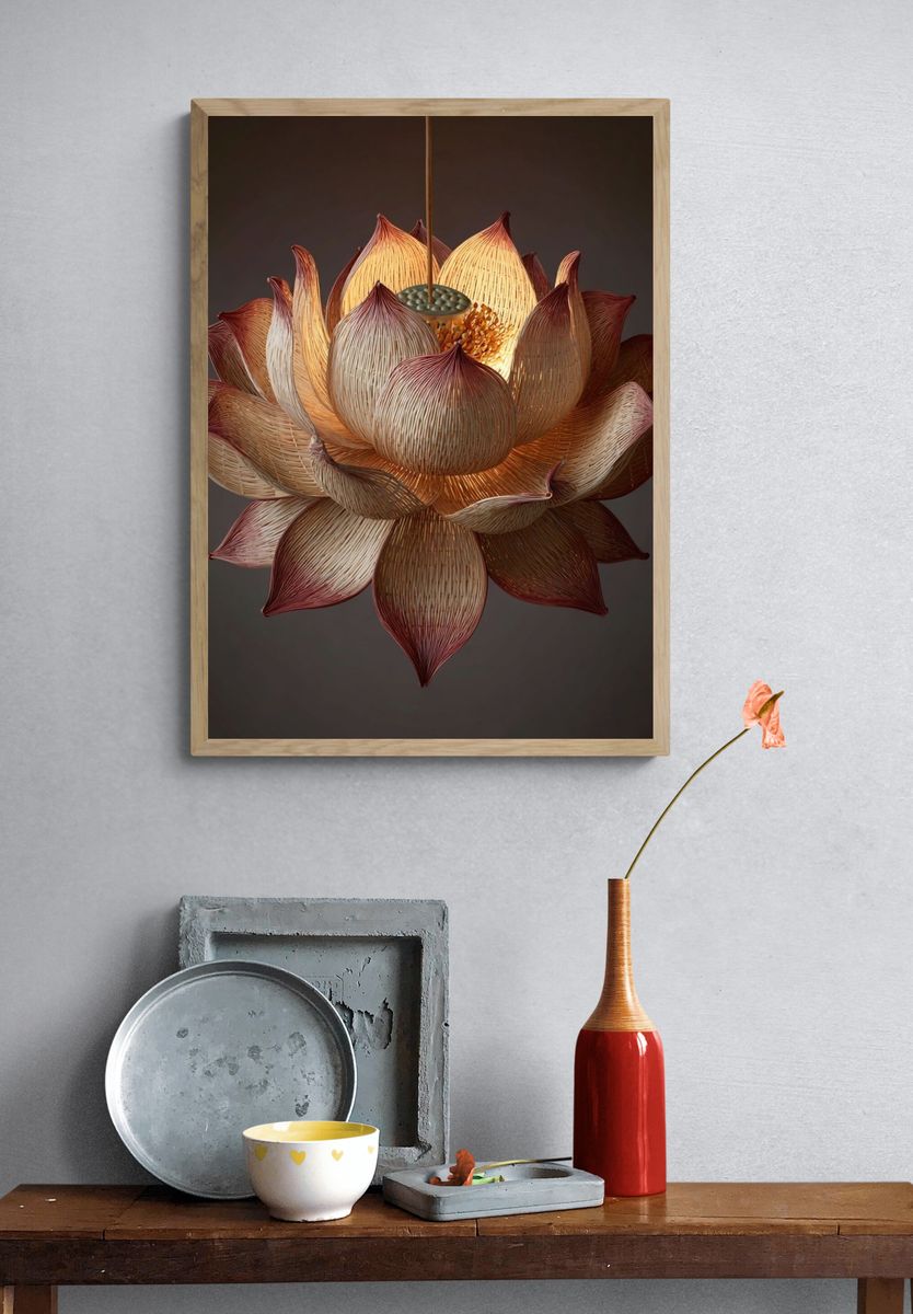 Lotus Bloom Lantern Print. — room view 3