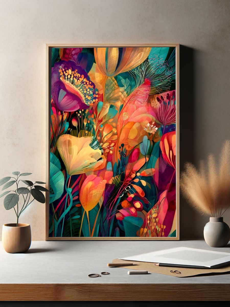 Tropical Bloom Abstract Poster. — room view 2