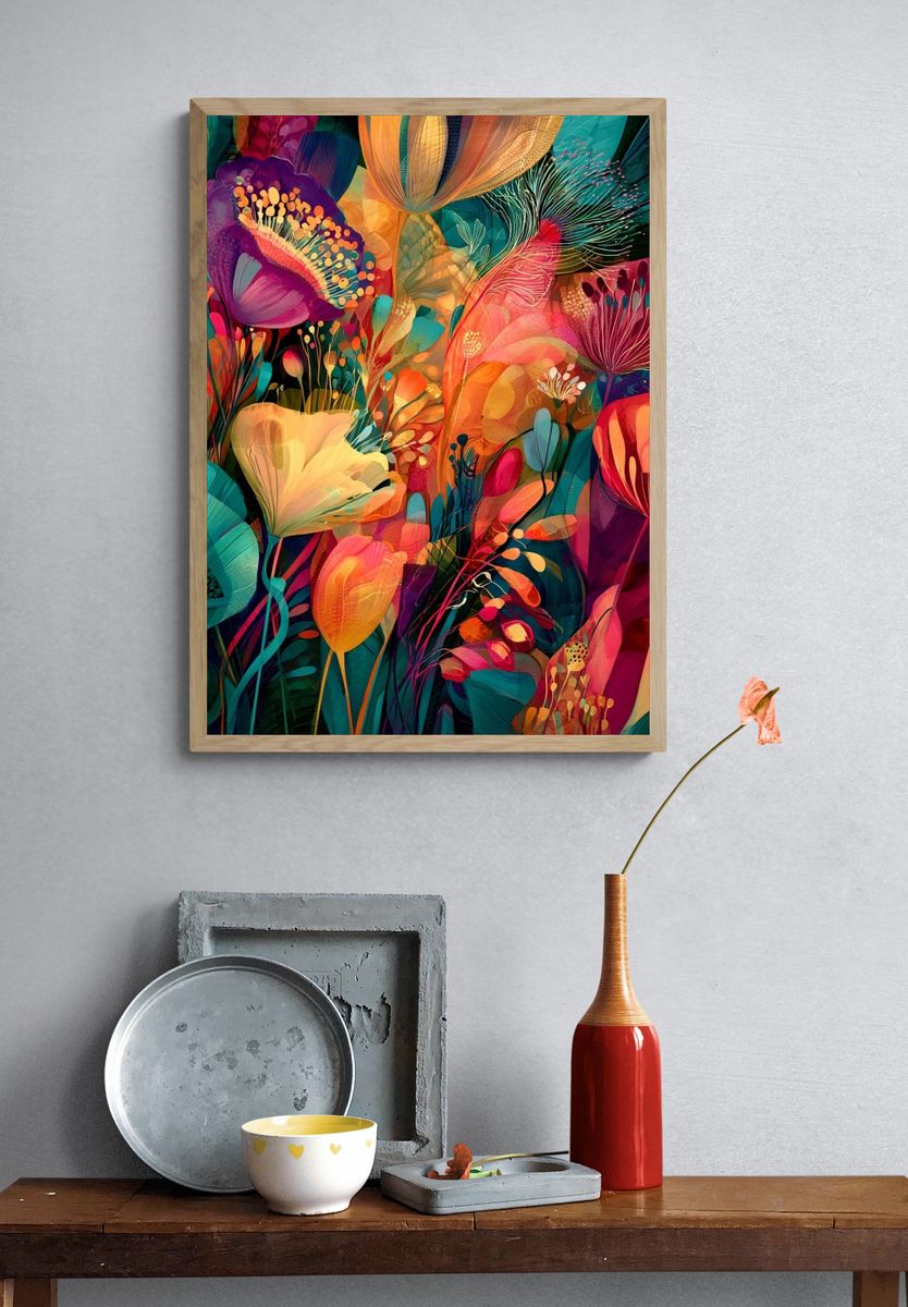 Tropical Bloom Abstract Poster. — room view 3
