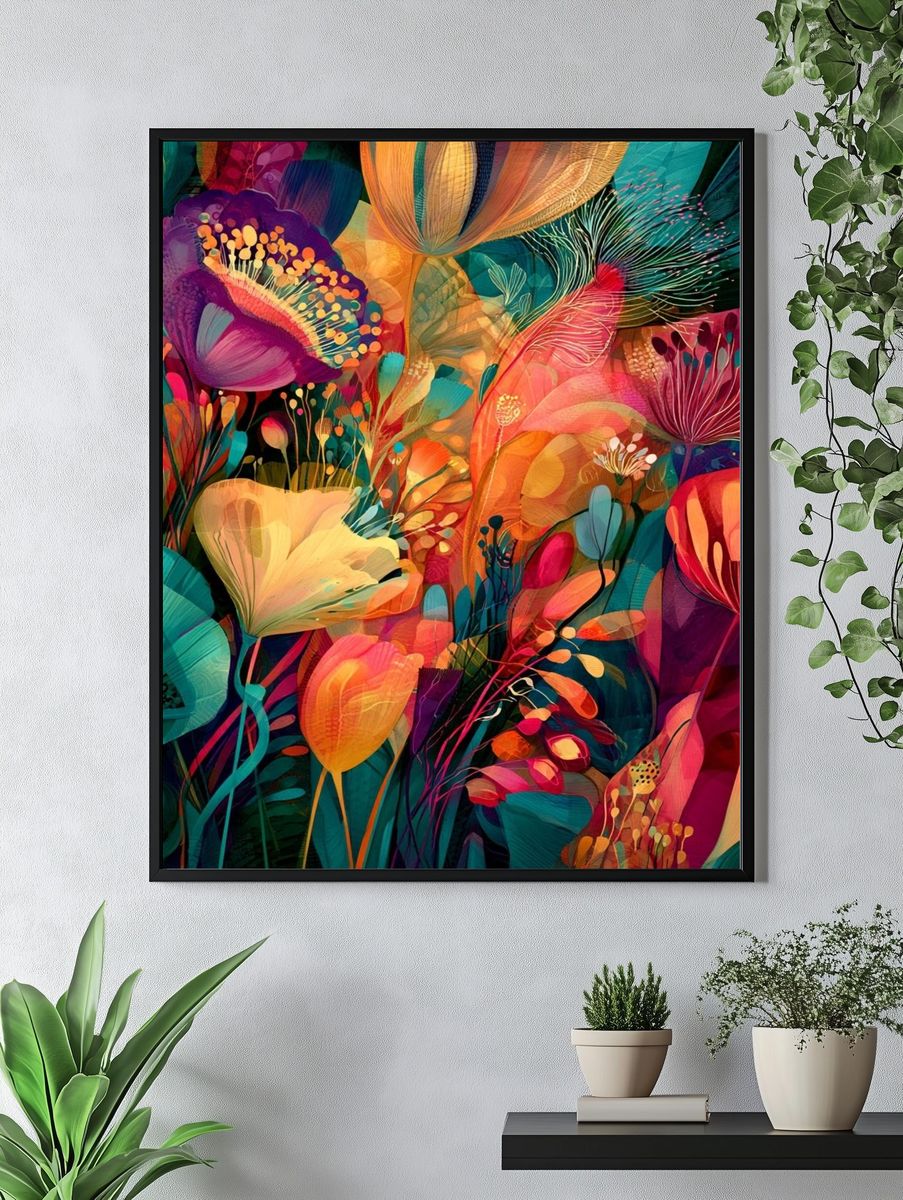 Tropical Bloom Abstract Poster. — room view 4