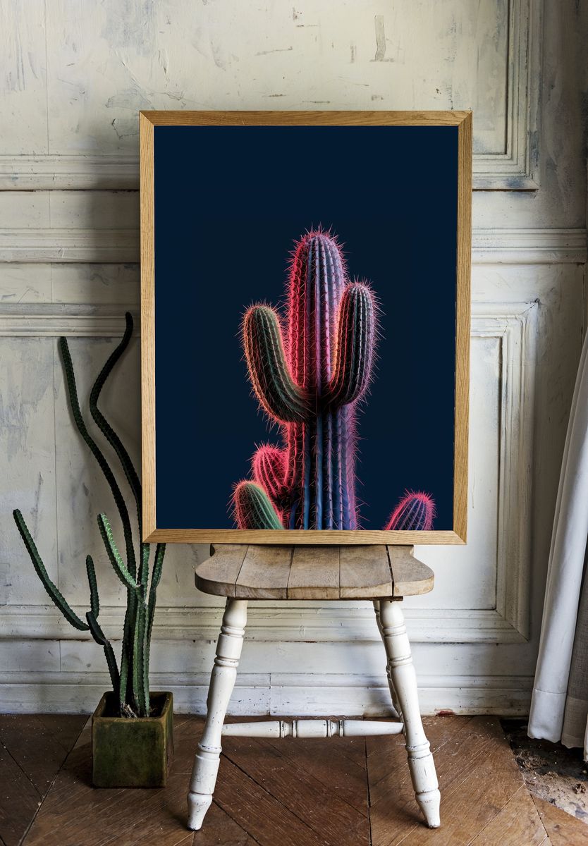 Neon Cactus Botanical Print. — room view 1