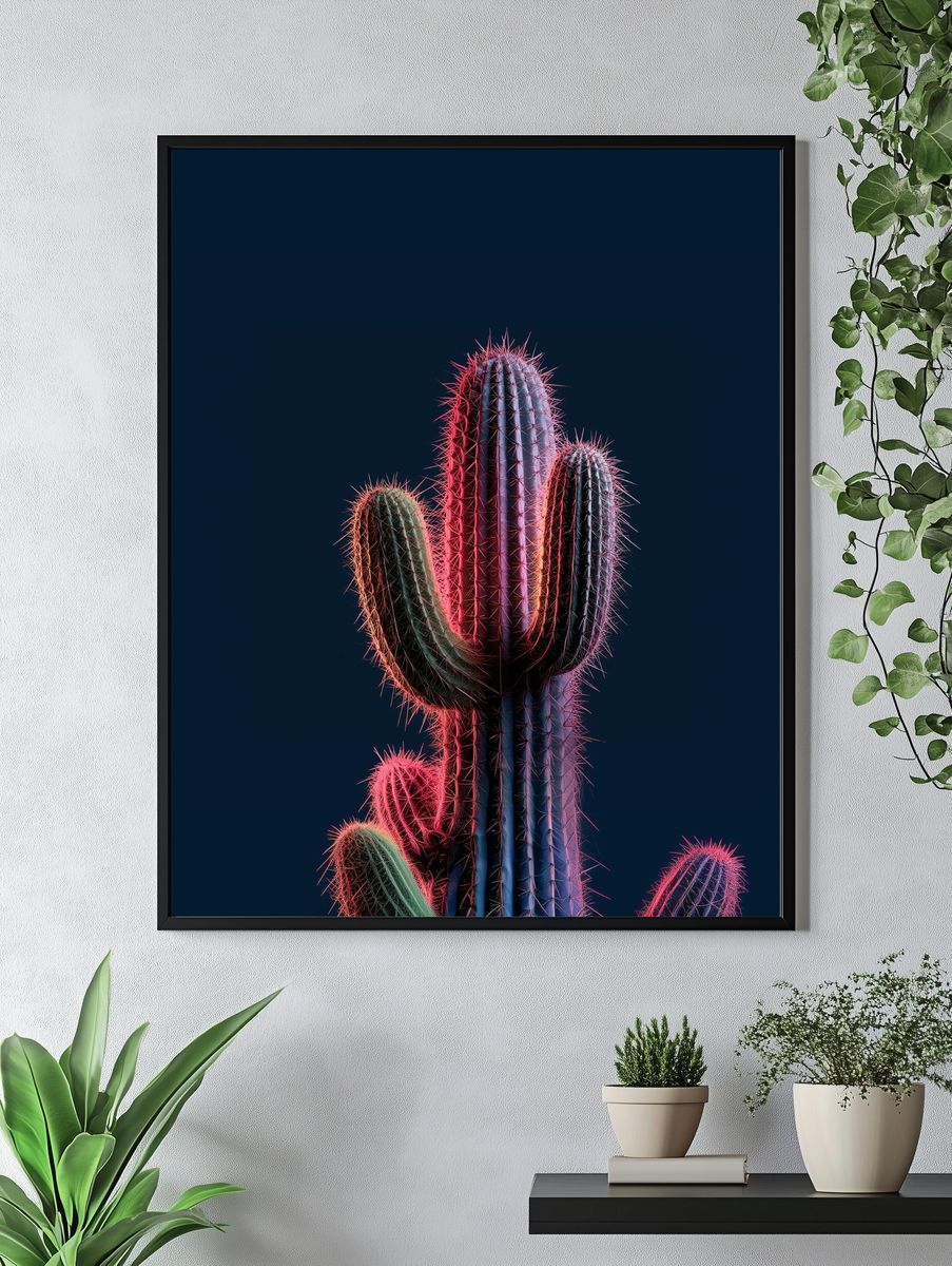 Neon Cactus Botanical Print. — room view 4