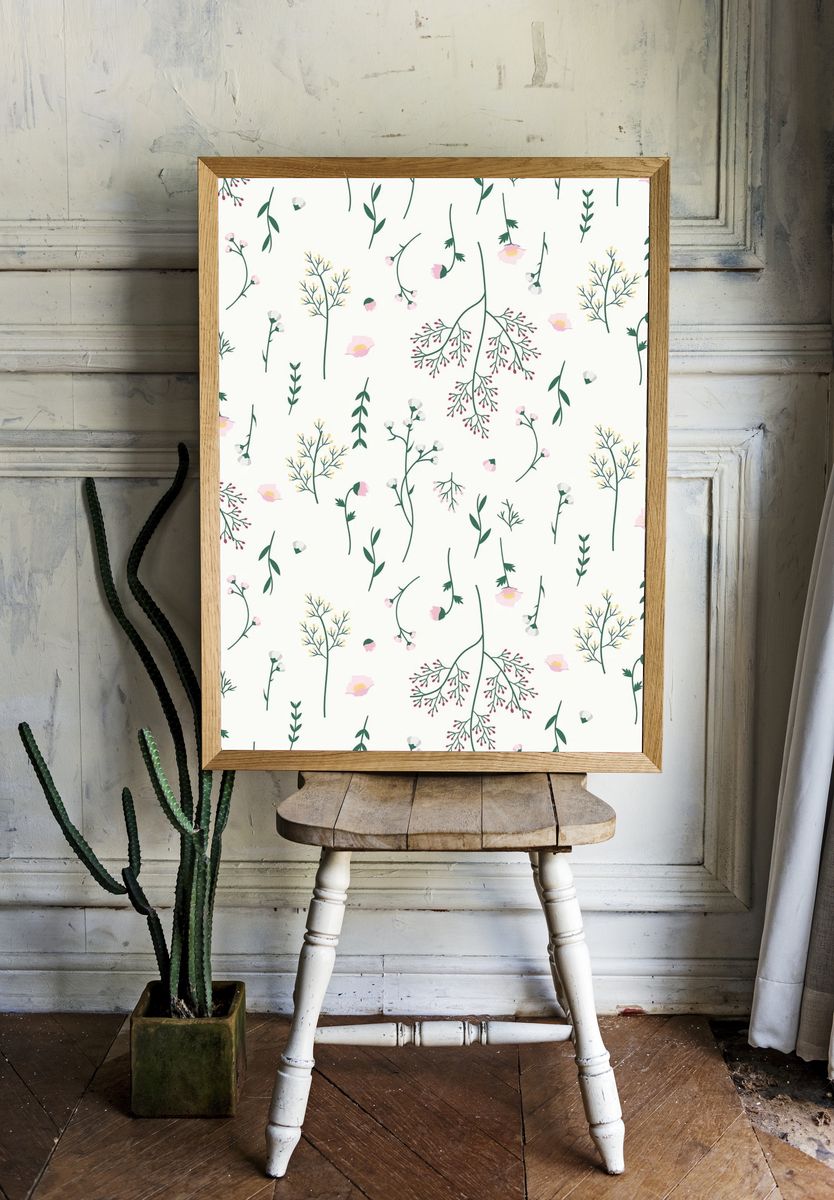 Lavender Bouquet Oil Painting Poster. — room view 1