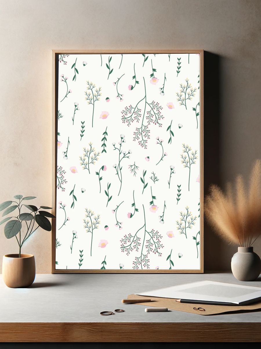 Lavender Bouquet Oil Painting Poster. — room view 2