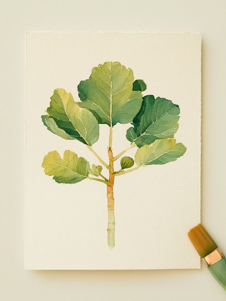 Fig Leaf Watercolor Print. poster — botanical art
