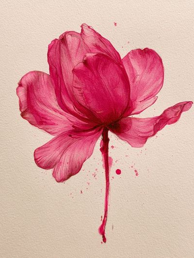 Pink Bloom Watercolor Print. poster