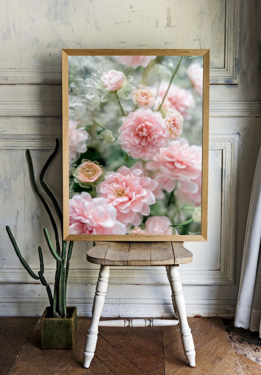 Pastel Bloom Botanical Print. room preview