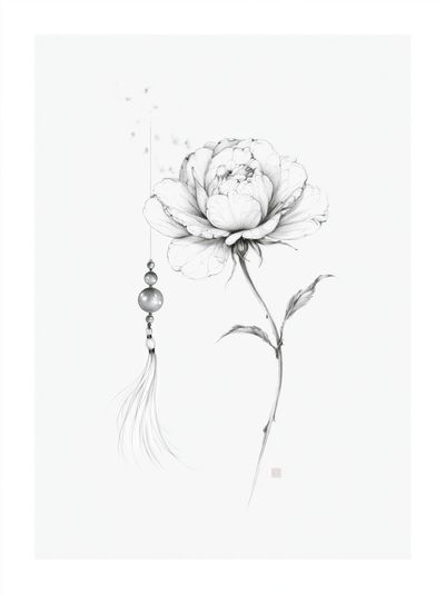 Peony Ink Blossom Print.