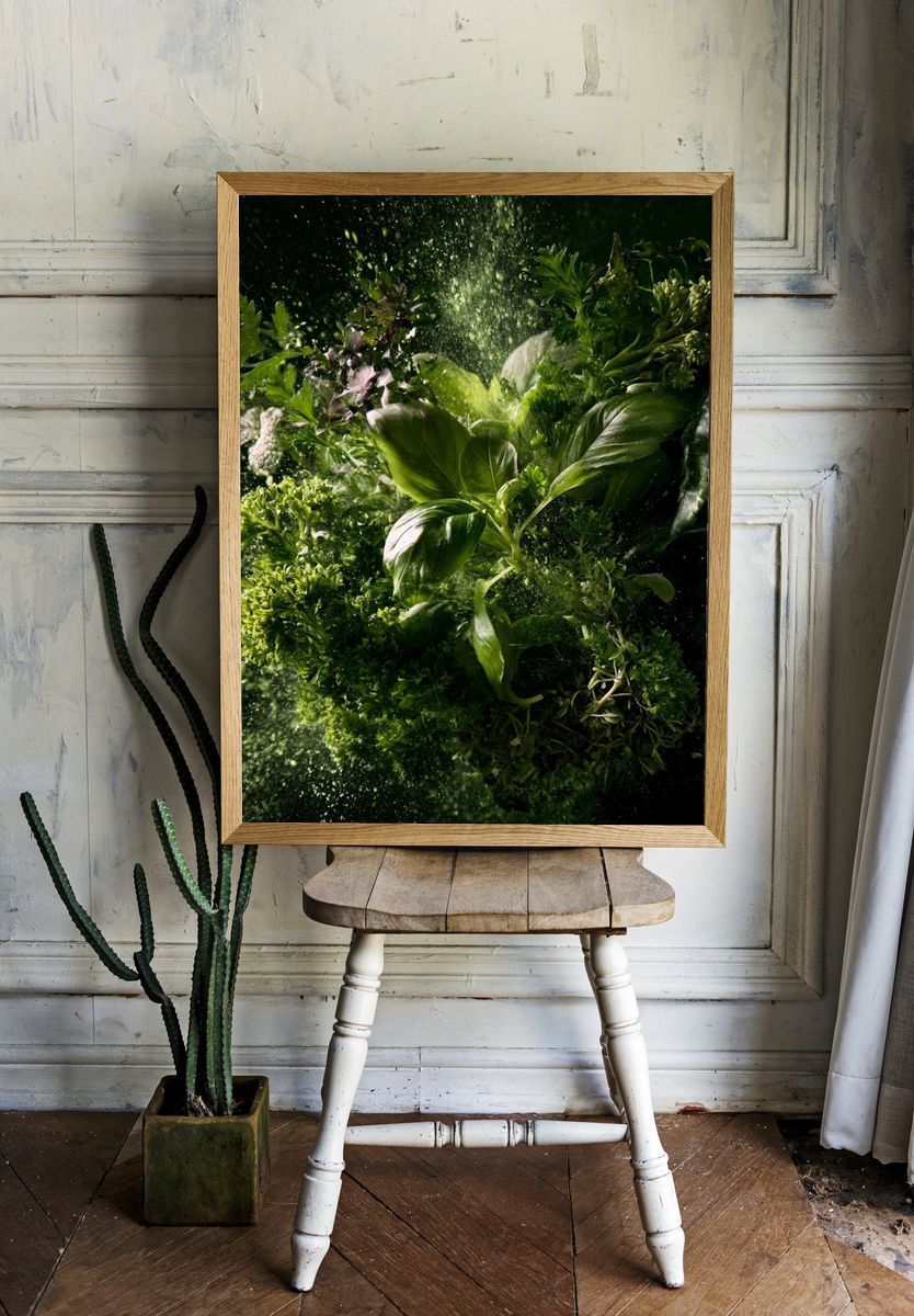 Fresh Herbs Still Life Poster. — room view 1