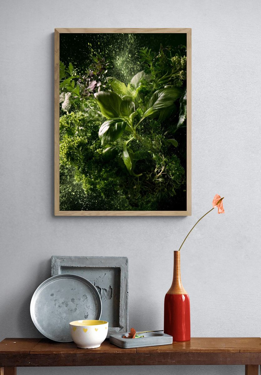 Fresh Herbs Still Life Poster. — room view 3