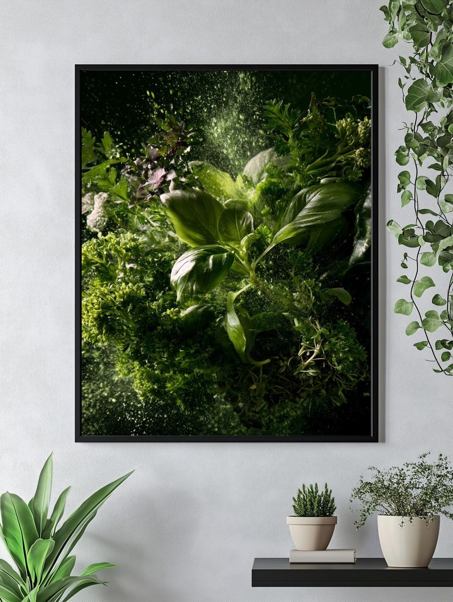 Fresh Herbs Still Life Poster. — room view 4