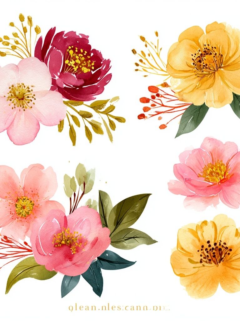 Watercolor Floral Bouquet Print. poster — botanical art