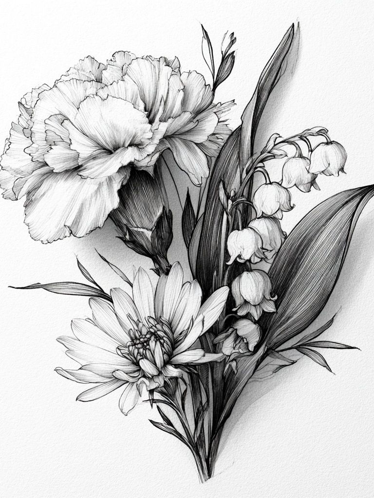 Botanical Floral Sketch Print. poster — botanical art