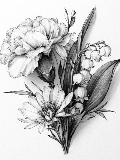 Botanical Floral Sketch Print.