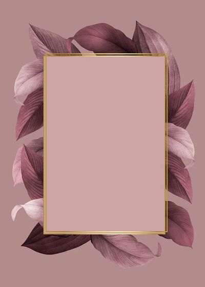 Golden frame pink leafy background. poster print