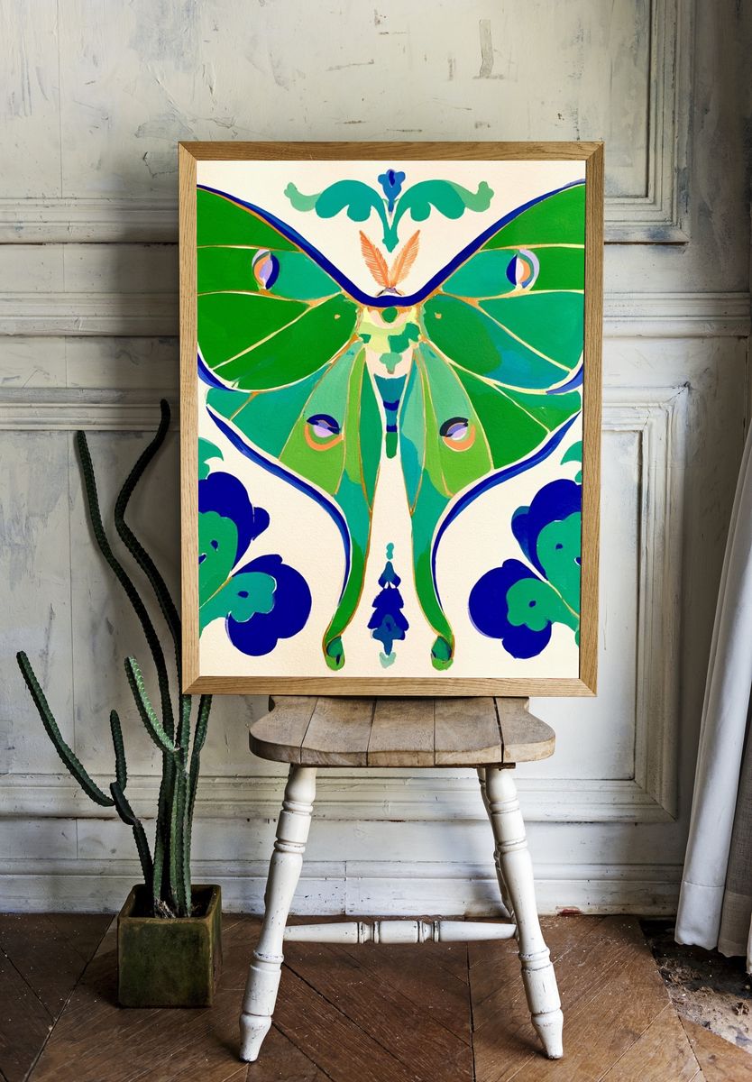 Moth Botanical Illustration Poster. room preview