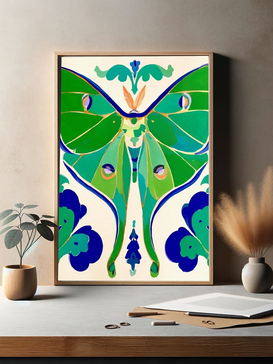 Moth Botanical Illustration Poster. — room view 2
